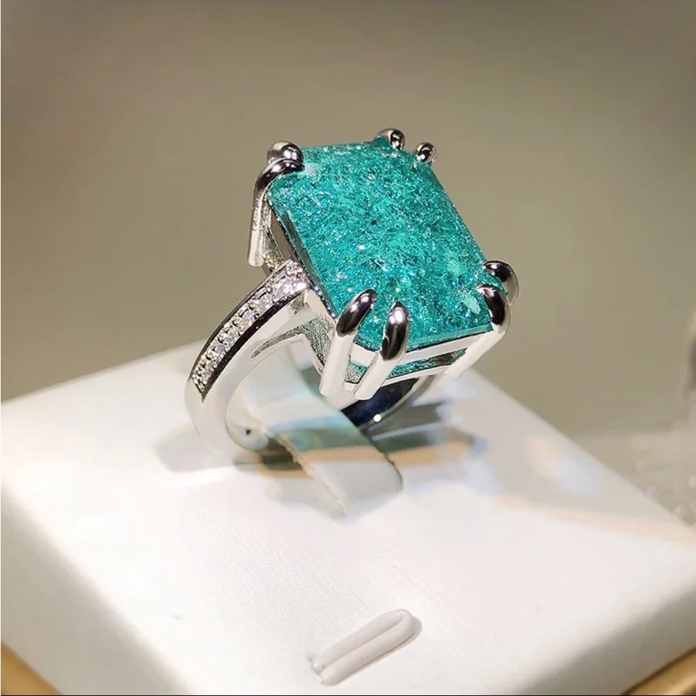 925 Sterling Silver Paraiba Tourmaline Rings New in Gift Box - Picture 8 of 10